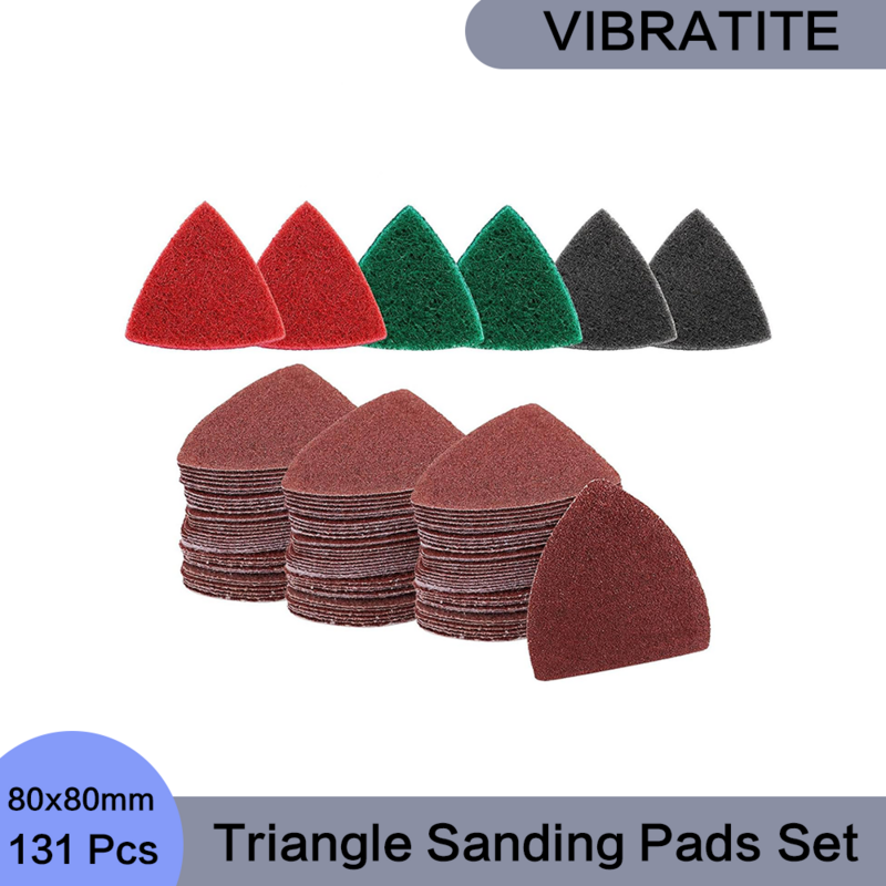 Papier de Verre Triangulaire pour Multi-Outils, Tampons de Polissage et d'Ébavurage, 80x80mm, 131 Pièces