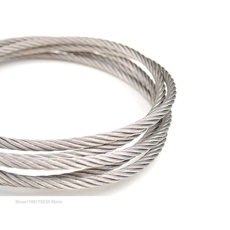 Проволочная веревка из нержавеющей стали диаметром 0,3-4,0 мм 304, мягкий кабель, рыболовная Веревка для белья, подъемная нержавеющая леска, структура 7x7