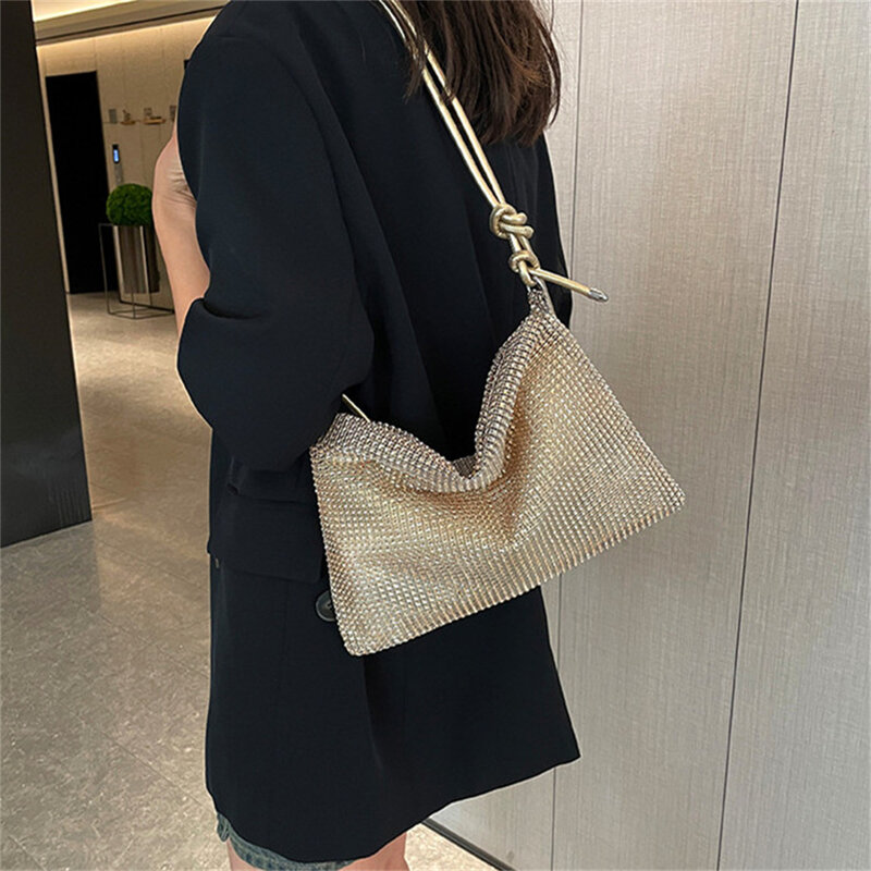 Fashion Rhinestones Evening Clutch Bag Shiny Crystal Female Dinner Party Wedding Purses Handbag Designer Shoulder Underarm Bags