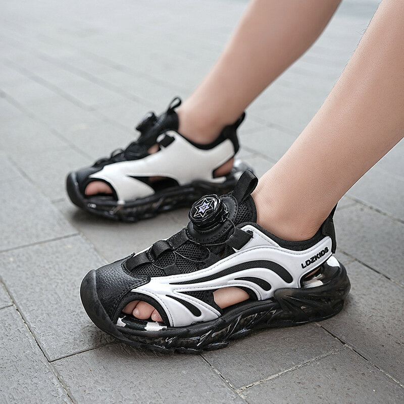 Sandalias Baotou para niños, zapatos deportivos de suela suave, resistentes al desgaste, con hebilla rotativa, novedad de verano, 2024