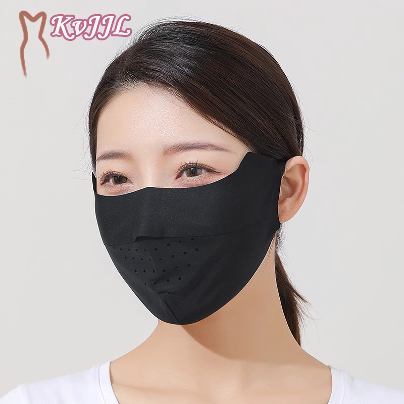Letnia bezszwowa maska przeciwsłoneczna z lodowego jedwabiu dla kobiet Anti-Uv cienka oddychająca pełna osłona przeciwsłoneczna maska ochronna na oczy cienki styl