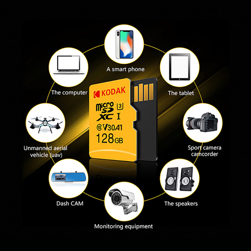 Kodak micro sd karte speicher karte klasse 10 128gb 4k hoch geschwindigkeit cartao de memoria flash speicher tf mecard c10