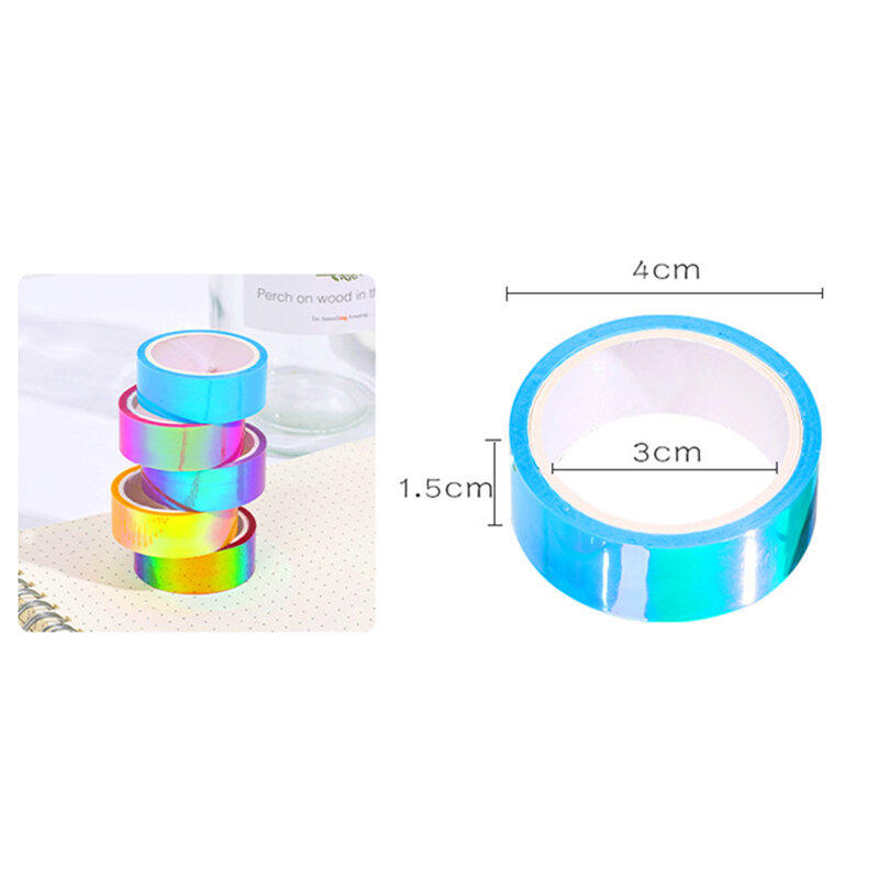 Creative Colorful Laser Tape Waterproof Decorative Adhesive Tape DIY Scrapbooking Material Sticker Diary Label Stationery Supply