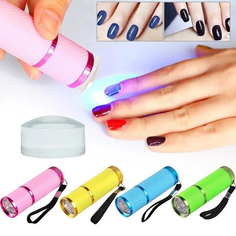 Handheld Nail Art UV Press Light Portable Quickly Dry Embossed Flowers 12 LED Beads Curing Nail Polish Gel Ice Varnish Lamp