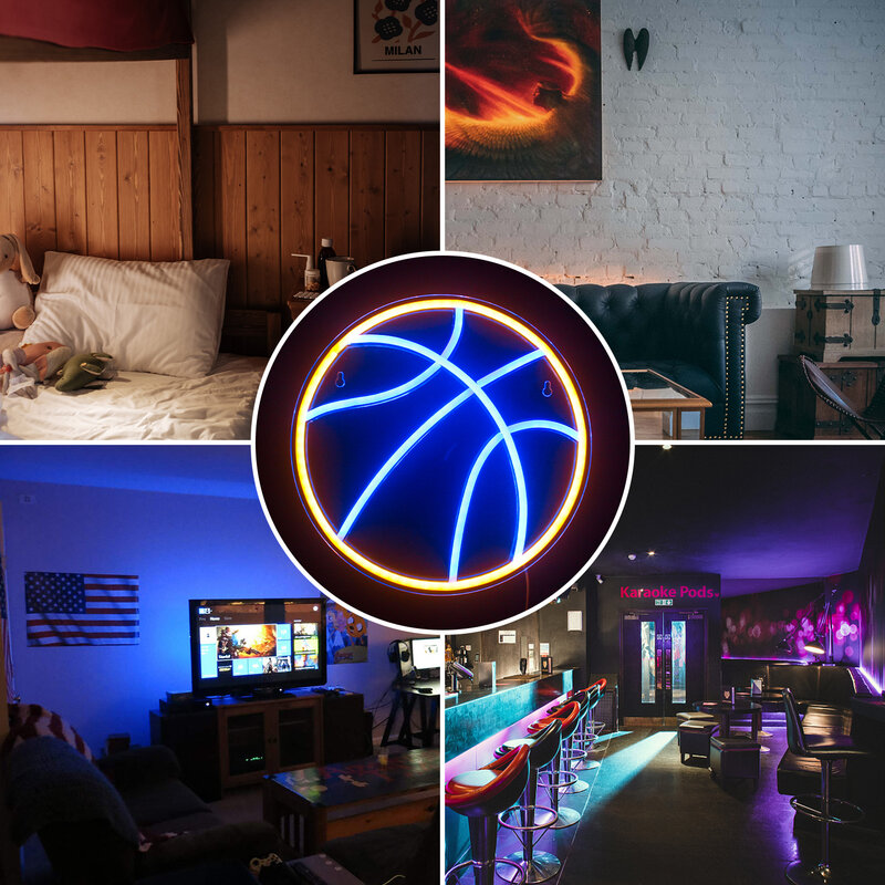 Баскетбольная неоновая вывеска, Настенный декор для комнаты, подвесные Акриловые светильники с питанием от USB для спортзала, украшение для спортивного клуба, лампа с художественным логотипом