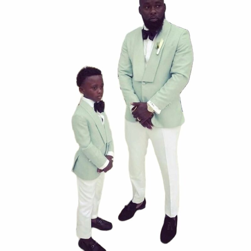 Green Kids Boy King Suits Wedding Dress Clothing  Birthday Party Formal Outfits Sets  (Jacket + Pants+Bowtie)