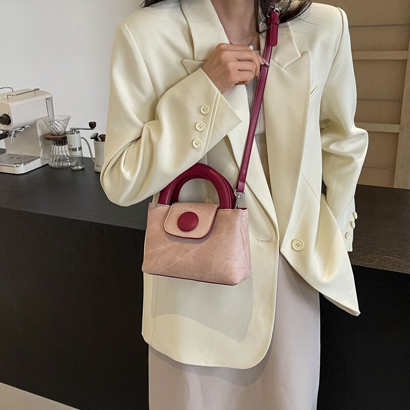 LEFTSIDE Mini Pu Leather Crossbody Bags with Short Handle for Women 2024 Korean Fashion Female Shoulder Bag Handbags and Purses