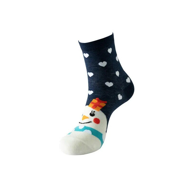 Новинка 2024, осенне-зимние теплые носки средней длины, рождественские женские носки из хлопка, праздничный подарок с изображением лося, снеговика