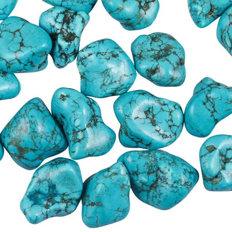 0.5lb Green Howlite Turquoise Tumbled Stones For Jewelry Making Home Decor, Irregular Reiki Wicca Stone For Chakra Balancing