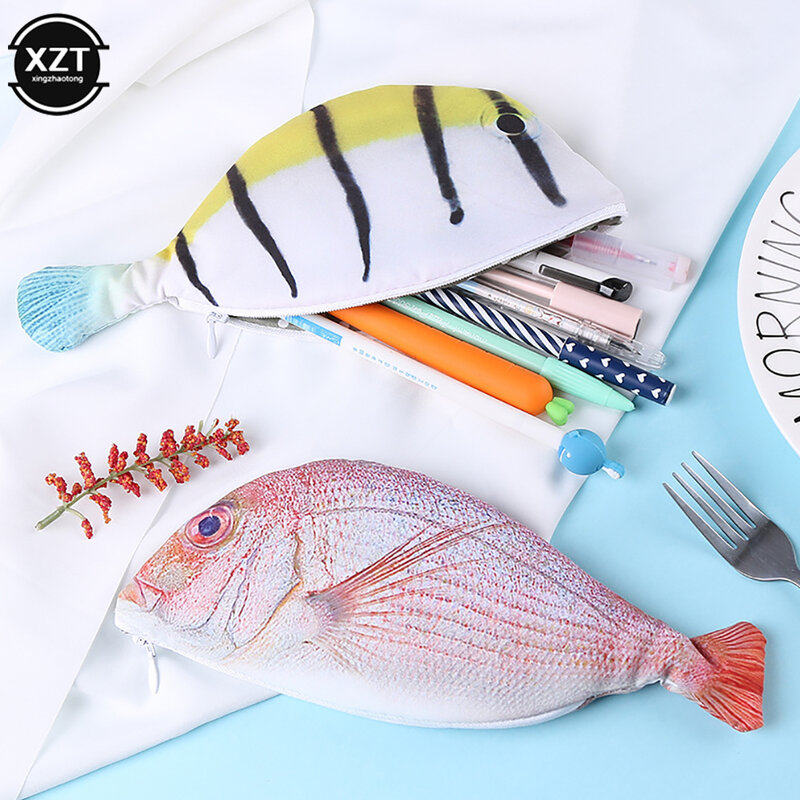 الإبداعية شكل الأسماك مقلمة ، Kawaii الكورية نمط القماش أقلام رصاص الحقائب ، اللوازم المدرسية القرطاسية ، صندوق القلم الساخن ، 1 قطعة