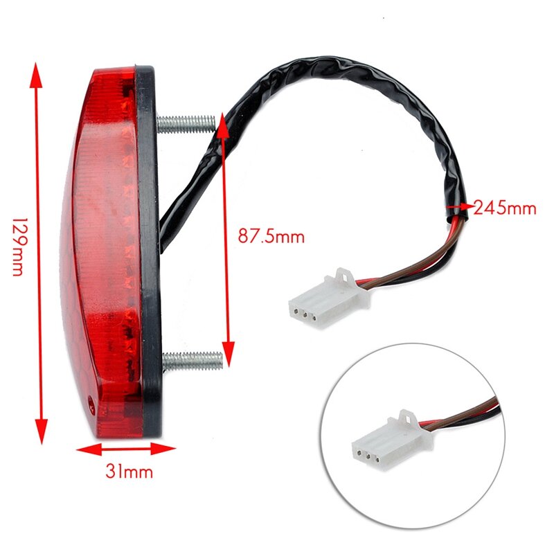 ATV 12V 3 Wire Brake Stop Light License Taillight Red for ATV Off Road Motorcycle Signal Lamp Accessories Car Lights