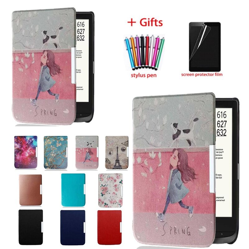 Pocketbook – étui de protection pour e-book, 633/606/628 couleurs, 4 touches, Lux 5, avec Film protecteur d'écran et stylet