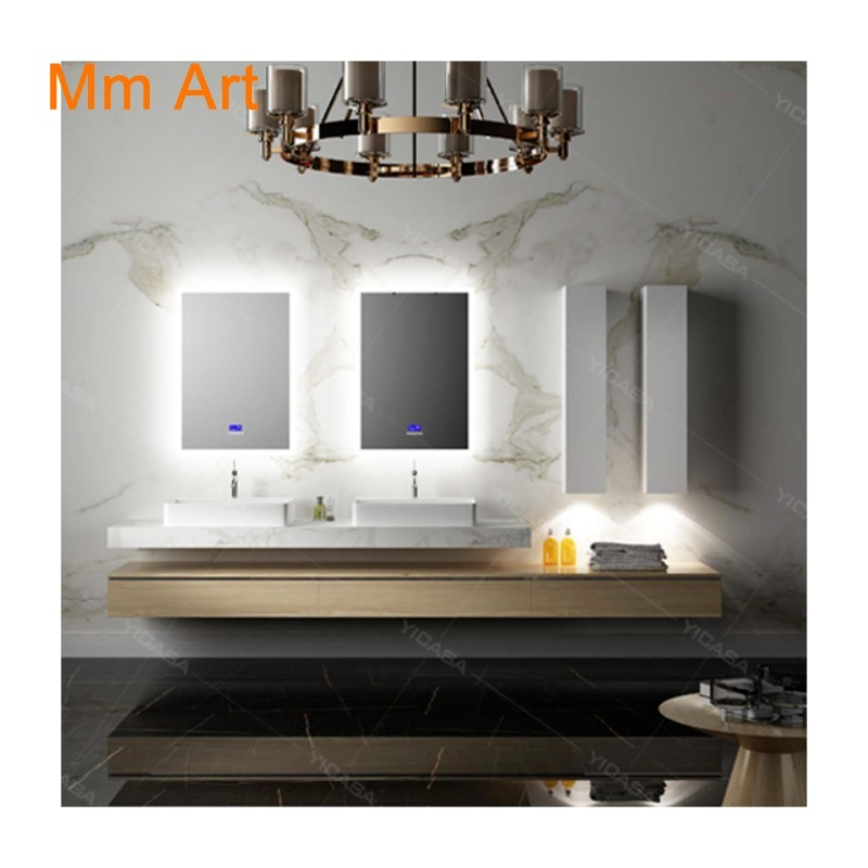 Tocador de madera de nogal negro para baño, mueble moderno de lujo con doble lavabo, nuevo diseño