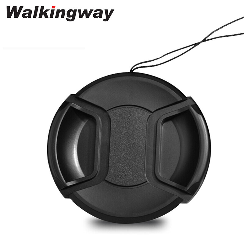 Walkingway lente tampa titular da capa 37 49 52 55 58 62 67 72 77 82 86mm centro pitada snap no tampão da lente protetor de lente protetora