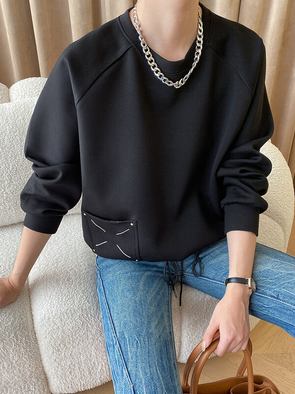 Пуловер LANMREM с вышивкой женский, однотонный свитшот с круглым вырезом и длинным рукавом, повседневный Свободный Топ, весна 2024, 26D6445