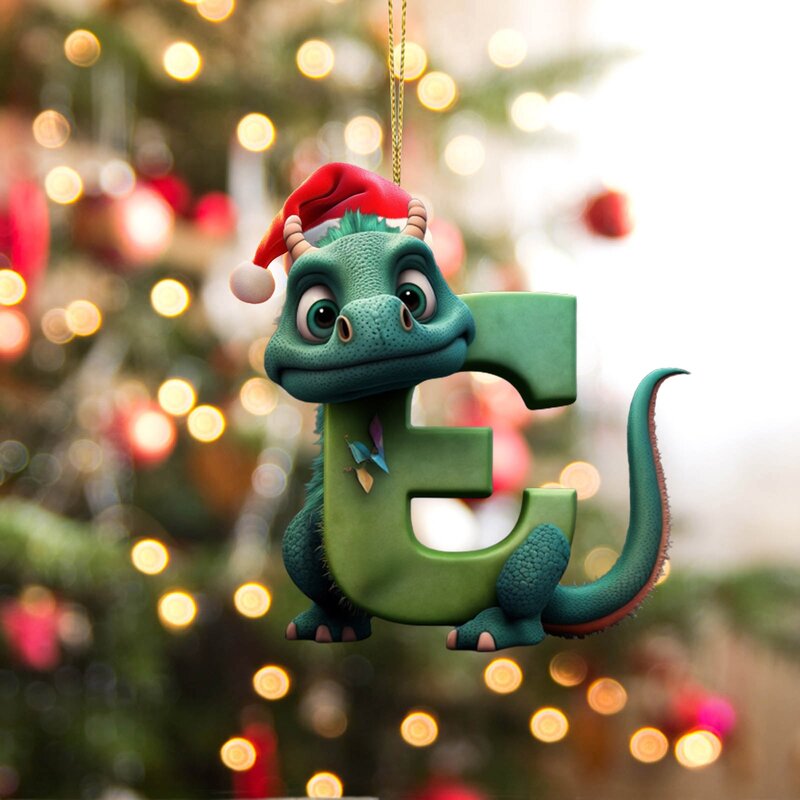 Ornement de bébé dragon mignon pour Noël, 26 lettres, arbre de Noël, décorations de charme, nouvel an, maison, cadeaux d'ornement, 2024