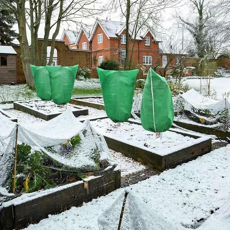 Мешки для защиты от замерзания растений, водонепроницаемые и теплые тканевые мешки на шнурке для защиты овощей и цветов