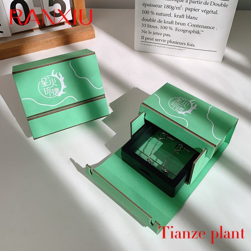 Caixa De Presente De Papel, papelão Reciclado Exclusivo Verde Fantasia, Nail Soap Jewelry Custom Impresso