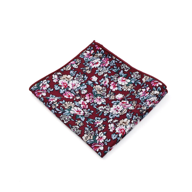 New leisure Cotton Flower Hankerchief Wedding Suit Hankies Casual Men's Pocket Square Handkerchief For Wedding Accessories Gifts