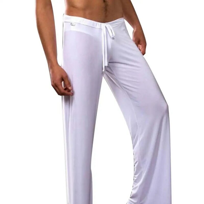 Pantalones de Yoga informales para hombre, ropa de casa con cordón, pantalones de pijama sueltos, Color sólido