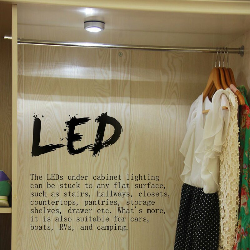 라운드 팻 램프 LED 터치 램프 천장 벽/캐비닛 라이트 보안 미니 LED 야간 조명 배터리 구동 침대 옆 비상 램프