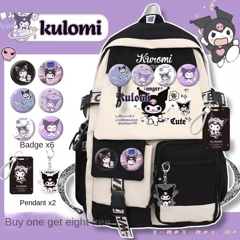 Sanrio-mochila de Anime Kuromi para niño y niña, morral de juguete Kawaii, bolsa elástica, mochila de Campus para estudiantes, regalos