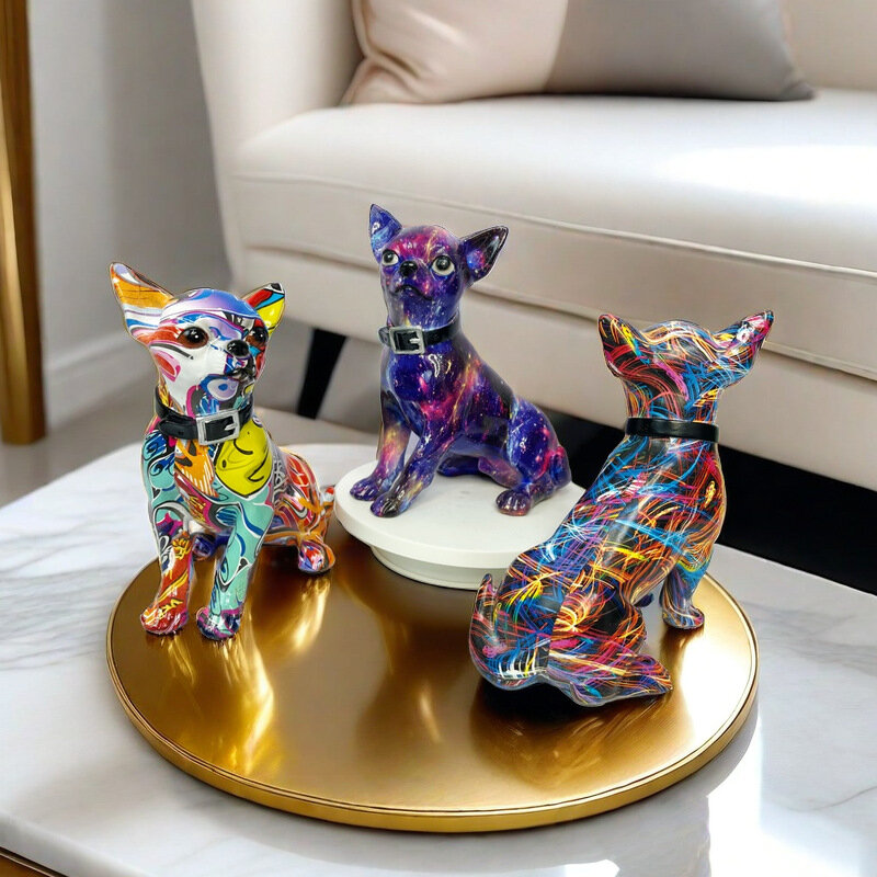 Schillernde Farbe Bulldogge Chihuahua Wohnzimmer Eingang Wein kühler nach Hause dekorative Verzierung