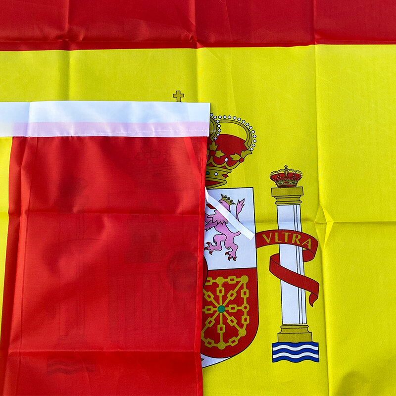 Bendera Spanyol Spanduk Menggantung Bendera Poliester Spanyol Bendera Nasional Spanduk Luar Ruangan Dalam Ruangan 150X90Cm untuk Perayaan Bendera Besar