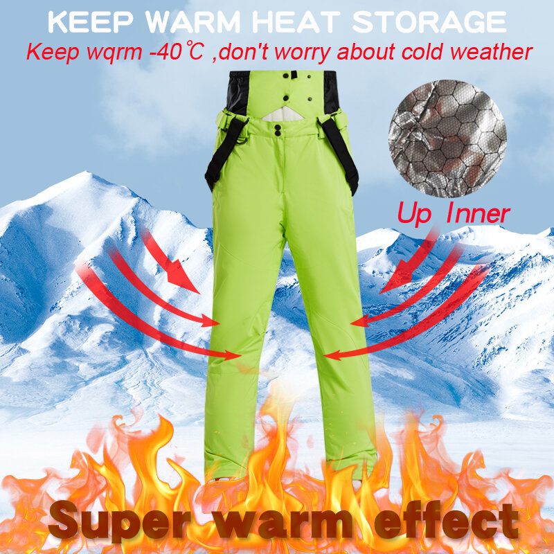 Высококачественные мужские зимние плотные теплые лыжные брюки ветрозащитные водонепроницаемые брюки на подтяжках зимние брюки для сноуборда