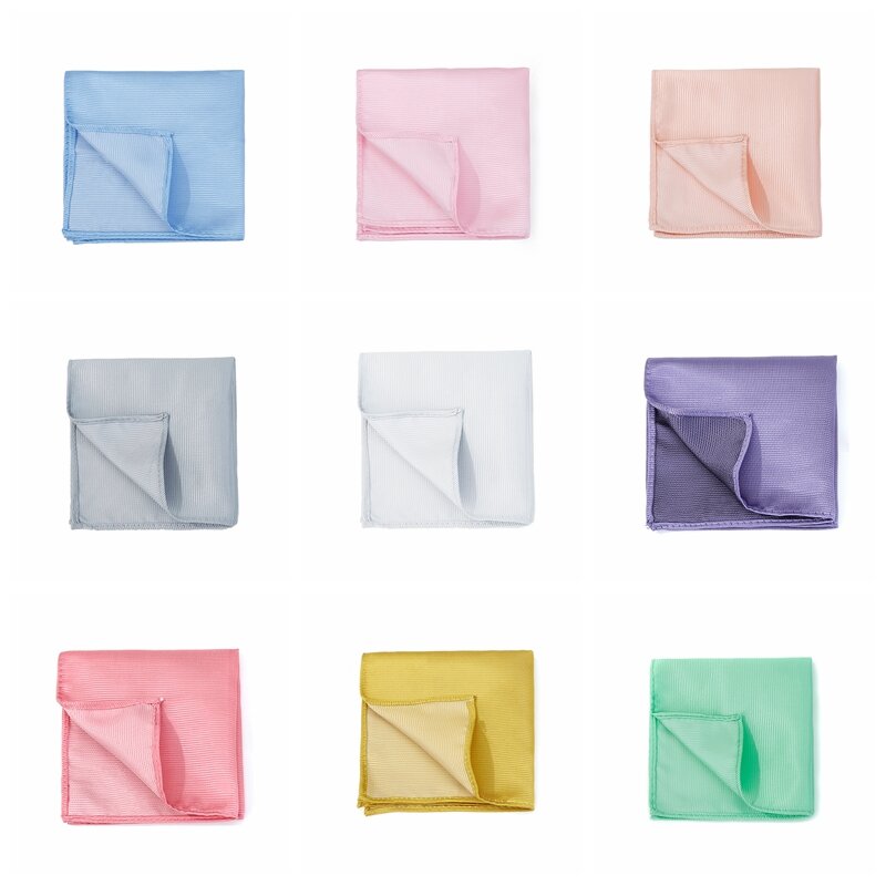 Classic Men Pocket Square Solid Colorful Handkerchief Multicolor Classic Suit Stripe Business Pocket Acceossories Handkerchief