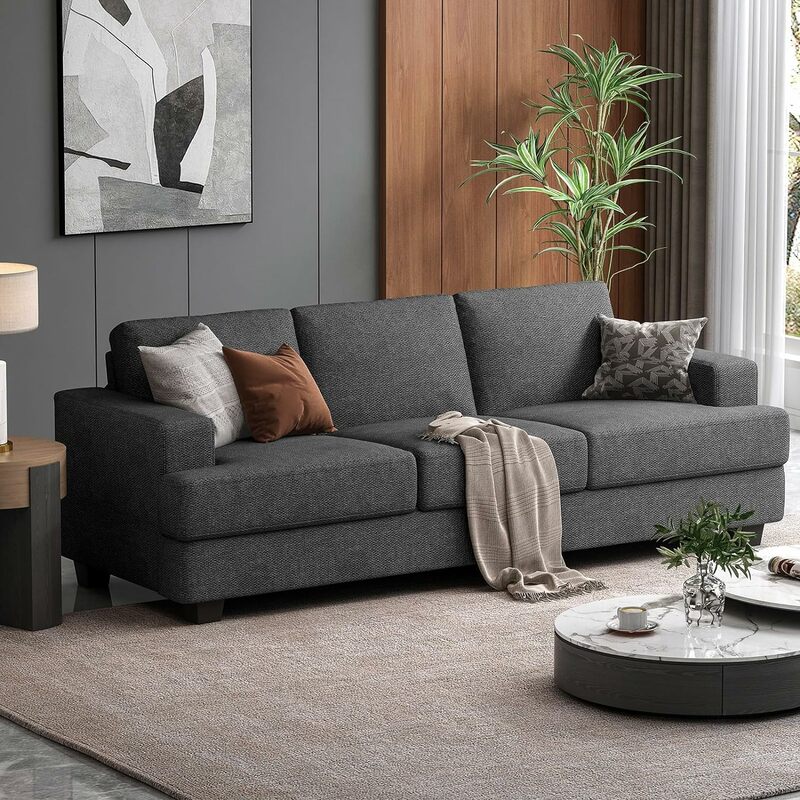 3 Seater Sofa Oversize, 89" Extra Large Size Sofa Couch with Extra Deep Seat Sofas, Gray