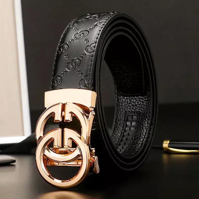 2024 New Men's G-belt Men Smooth Buckle All Fashion Casual Young Men Leather Jeans Belt