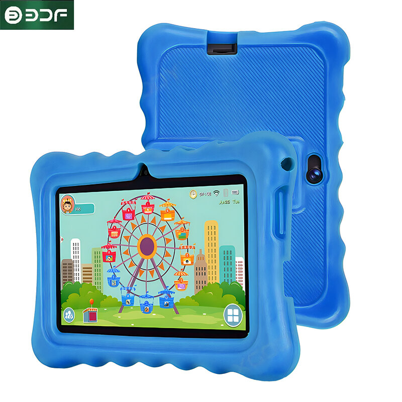 Tableta PC de 7 pulgadas para niños, Tablet con Android 9,0, cuatro núcleos, 4 GB de RAM, 64 GB de ROM, cámaras duales