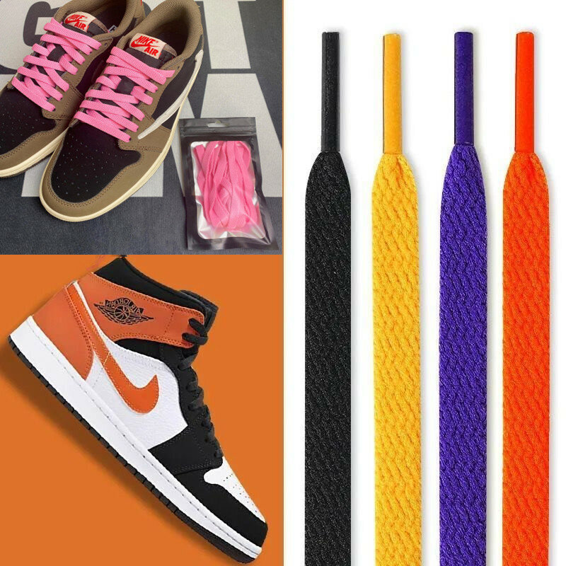 High Quaity Solid Color Flat Dunk Shoelaces  Sneakers High-top Canvas Basketball shoes White Shoe Laces  Strings  Accessories