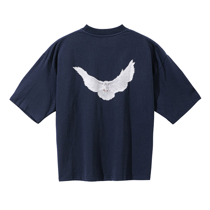 Frog drift Kanye West Streetwear Vintage YZY DOVE DONDA Loose Ovesized Pigeon print T-shirt tops tee para homens