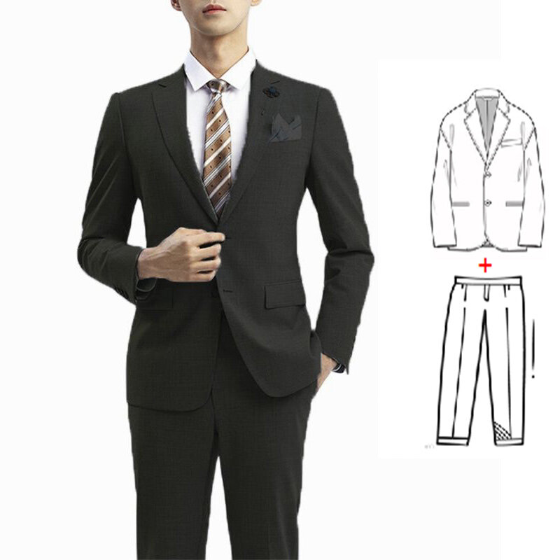 Desain Baru 2 Buah Set Jas Pria Slim Fit Jas Pesta Pernikahan Pria Setelan Bisnis untuk Pria Kostum Homme (Jaket + Celana)