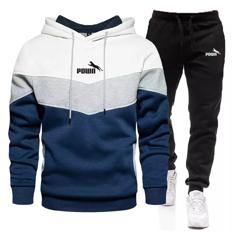 Spring And Autumn Men's Leisure Sports Set Lovers Pullover Outdoor Running Fitness Sports Hoodie FFashion Patchwork Sweater Men