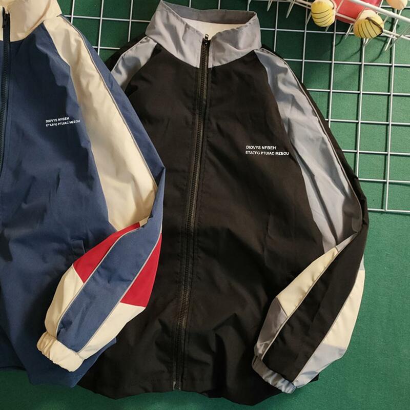 Mens Varsity Jacket Hip Hop Patchwork Color Block Windbreaker Coats Windproof School Baseball Coat Spring Fall Coat ropa hombre