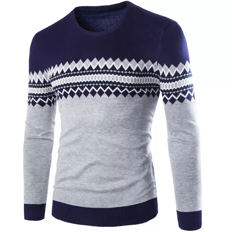 2024 jesienno-zimowy sweter z okrągłym dekoltem modna dziergany sweter męski Slim Fit Pull Homme Jersey męskie swetry dzianiny