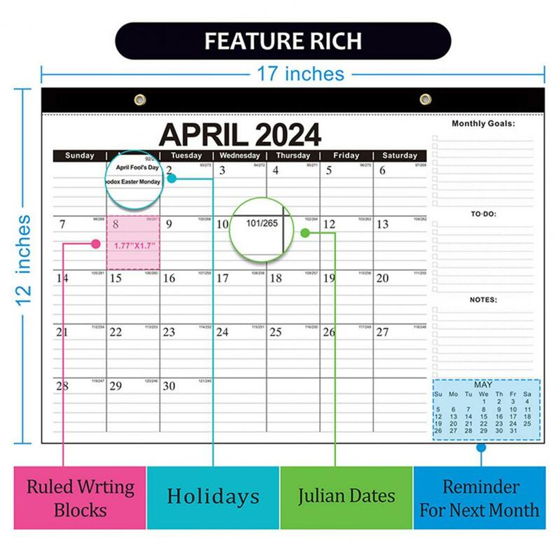 Calendário de parede para compromissos, Calendários Multifuncionais, Calendário para 365 dias, contagem regressiva, 2022, 2024-2025