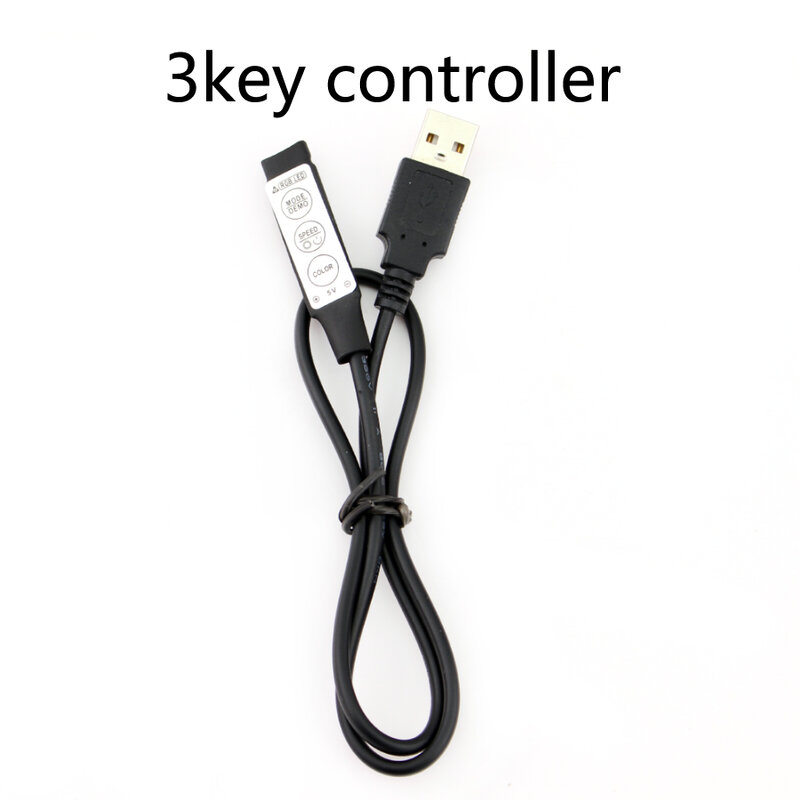 Controlador remoto USB sem fio para LED Strip, RGB Lights, Dimmer, 5V, 3, 11, 17, 24 Key