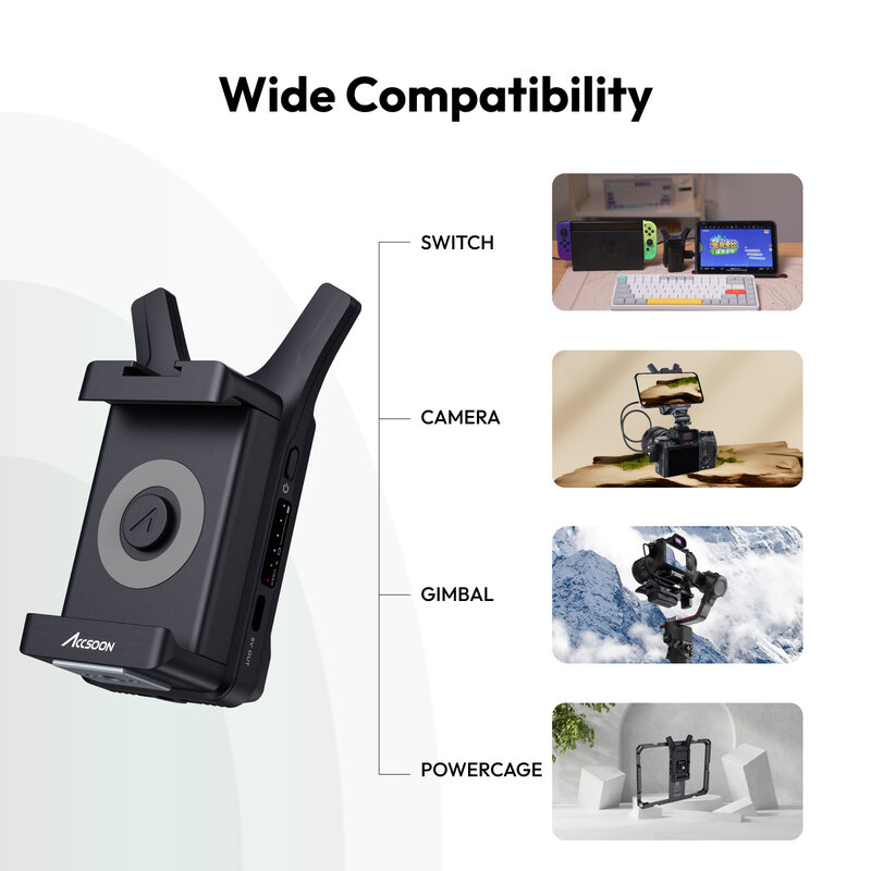 Accsoon 시네뷰 나노 배터리 휴대폰 클램프, HDMI 150M 범위 무선 비디오 송신기, 60ms 대기 시간, 5GHz 와이파이, 안드로이드 IOS용