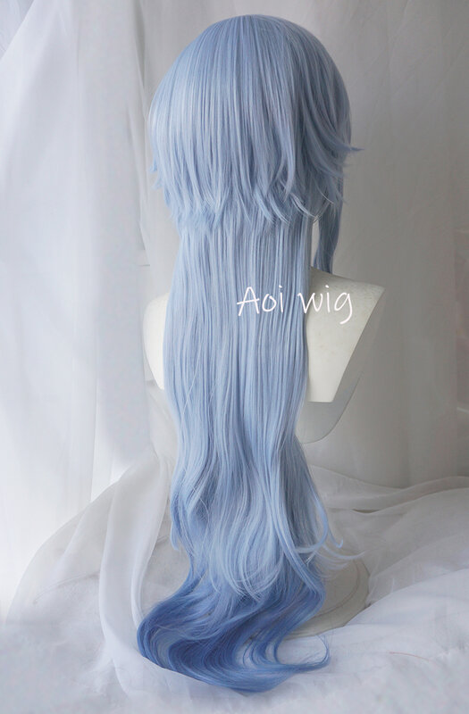 Peruca do couro cabeludo simulada Ai, Micro Curl Natural, Pequeno lindo azul coco carneiro rei, Genshin Impact, Chuva doce, Top Gradual
