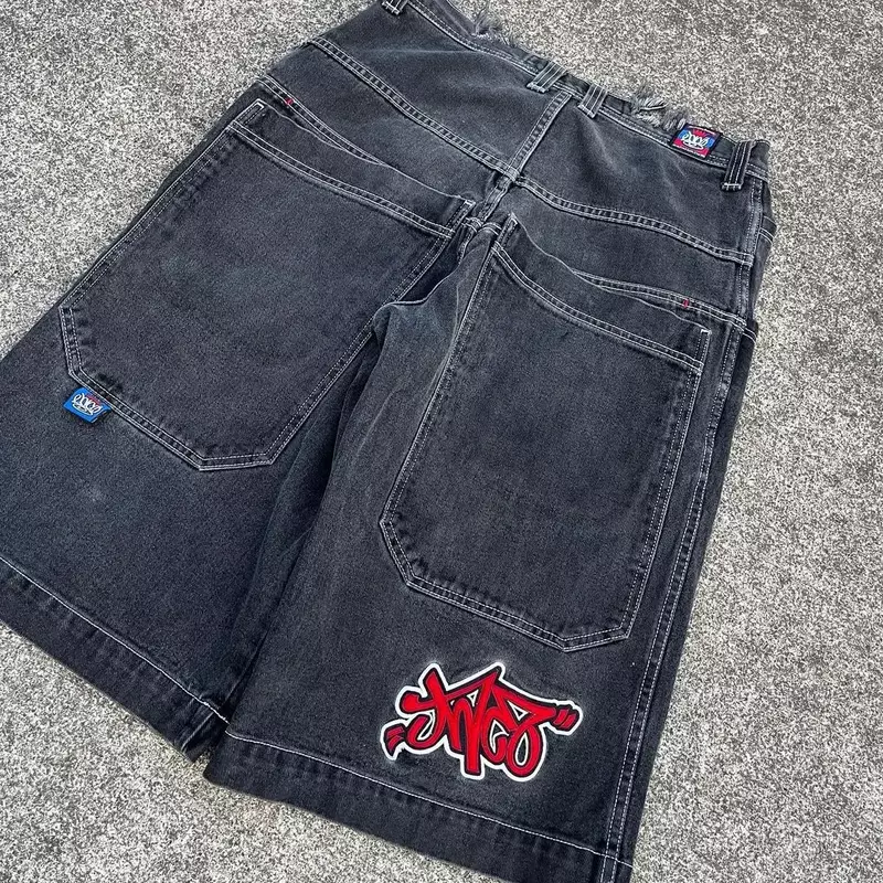 Celana pendek Y2K Harajuku Hip Hop motif grafis Retro longgar celana pendek kebugaran celana basket Gothic Pria Streetwear 2024