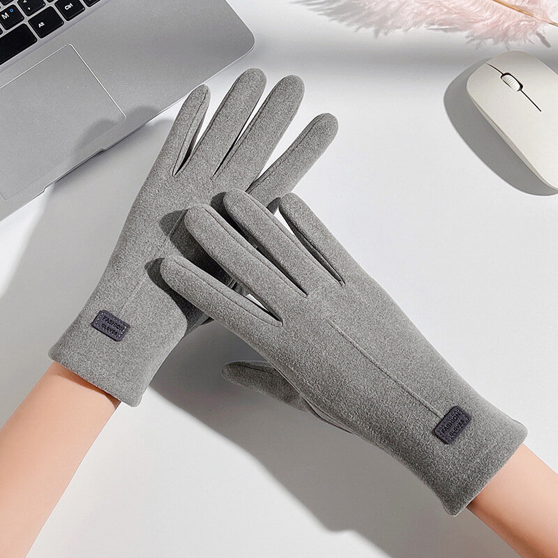 New Women Winter Keep Warm Touch Screen Thicken Solid Soft Fashion Elegant Simple Style Gloves Cycling Drive Windproof