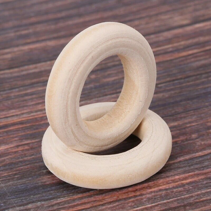 150 Pcs 25 Mm/1 Inch Wooden Craft Ring Unfinished Wooden Rings Circle Wood Pendant Connectors For DIY Projects