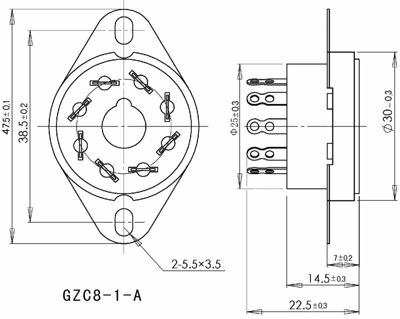 Base de válvula de cerámica para amplificador de Audio, 5 piezas, 8 pines, montaje en chasis para 6SN7, EL34, 6CA7, 6L6, 6V6, 6SL7, 6550