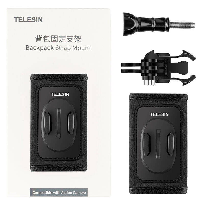 TELESIN 360° Rotate Buckle Double J-Hook Quick Release Backpack Shoulder Strap Mount for GoPro Hero 12 11 10 9 8 7 Dji Action 4