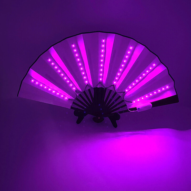 Fluorescerend Gloeiende Opvouwbare Led-Ventilator Knipperende Dansverlichting Fans 'S Nachts Show Lichtgevende Bar Club Levert Dansshow Decoratie