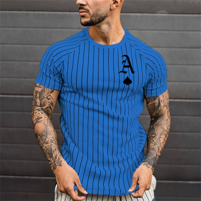 Футболка мужская оверсайз в полоску, модная Однотонная рубашка с принтом в виде карты, Повседневная Уличная короткая Топ, лето
